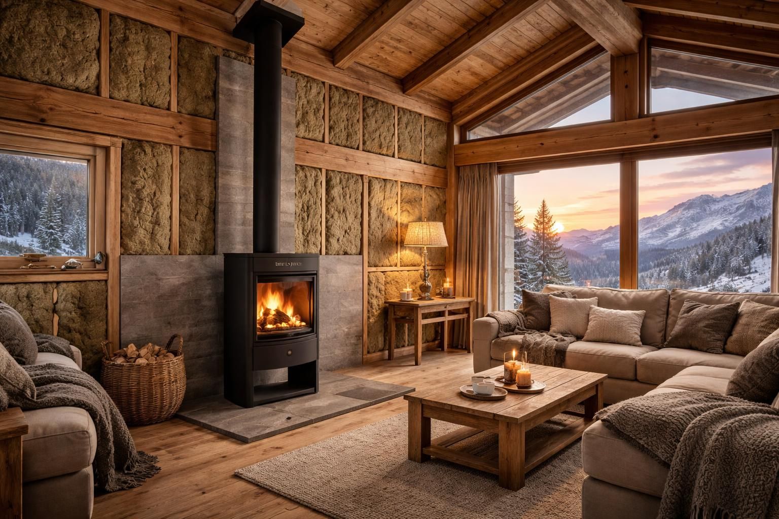 découvrez comment aménager un chalet de ski chaleureux avec un poêle à bois invicta et une isolation renforcée en laine de roche pour un confort optimal et une efficacité énergétique maximale.